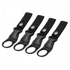 sourcing map Bottle Hanging Buckle Clip Water Bottle Carrier Ring Holder for Backpack Belt Outdoor Camping, Hiking, Black 4 Pack