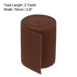 MECCANIXITY Banda elástica ancha de sarga de doble cara de 2.8 pulgadas, banda elástica tejida de 2 yardas, carrete elástico pesado, correa elástica café para costura, cintura