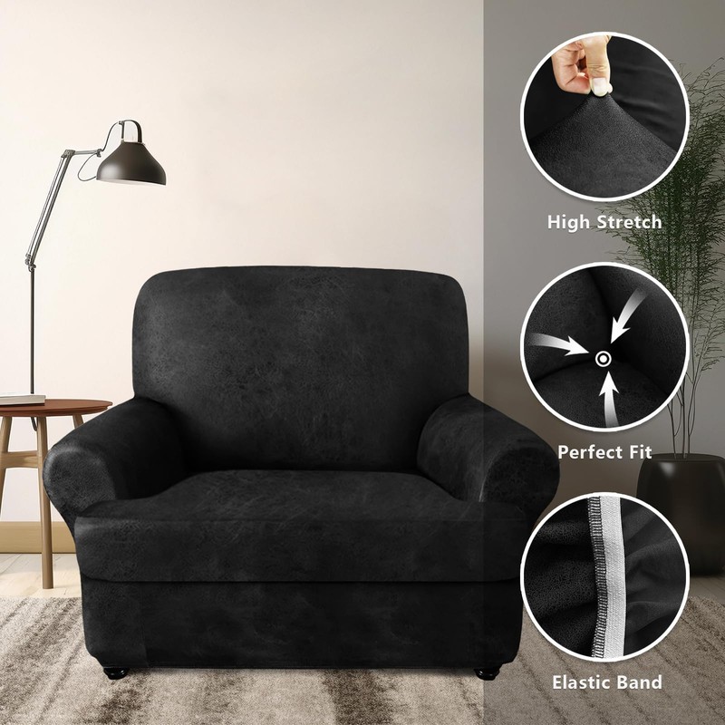 molasofa Leather Look T-Cushion Chair Slipcover with 1 Individual Shape