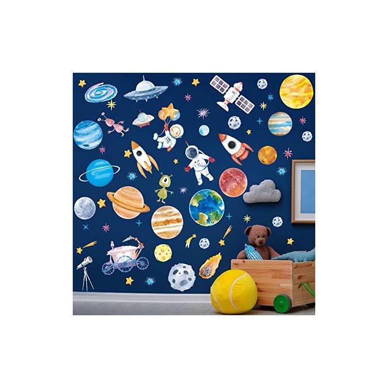 Zonon - Pegatinas de pared para espacio exterior, 6 hojas,
