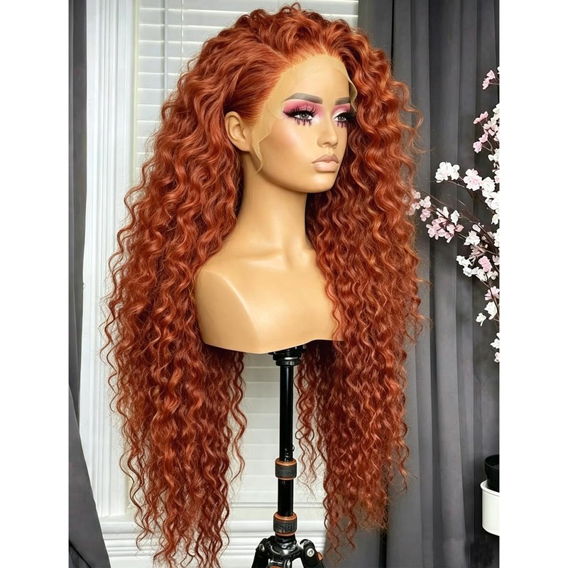 ginger orange curly synthetic wig 13x4 lace front wigs for