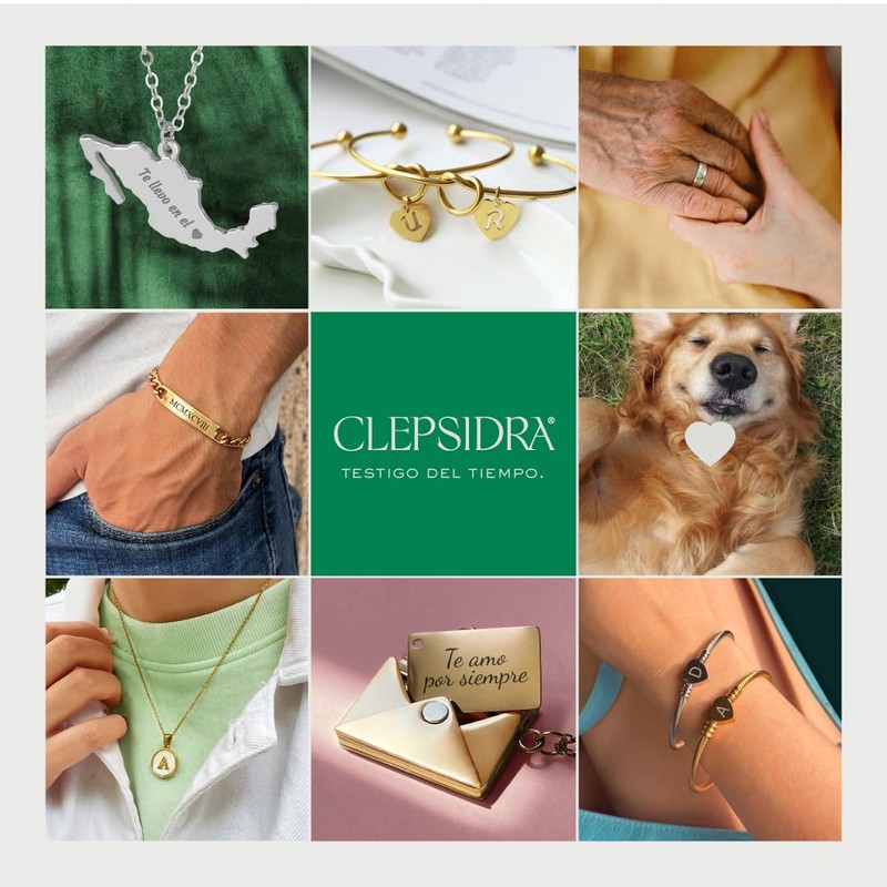 Clepsidra® Pulseras de mujer plateadas o rosadas personalizadas con inicial.