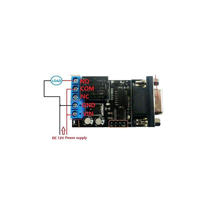 DC 12V 1 Channel RS232 Delay Relay Module, RS232 Delay