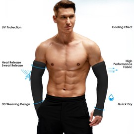 Ouligay 4 Pairs Arm Sleeves for Men Women, UPF 50 UV Sun Protection Arm Sleeves with Thumb Hole, Cooling Sports Compression Sleeves to Cover Arms, Tattoo Cover Up Sleeve for Adult Kids