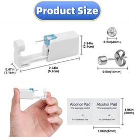 Elegance-go Ear Piercing Gun, Pack of 8 Earring Disposable Ear Stud Gun Kit, Piercing Gun with Stud Earrings, Safe and Pain-free, Asepsis Pierce Kit, Piercing Accessories, Stainless Steel, Agate