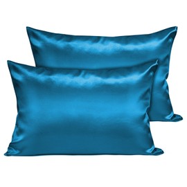 Fittia Satin Pillow Cases 2 Pack King, Satin Pillowcase for Hair and Skin with Zipper, Smoother & Softer Than Silk for Summer Cooling, 20''x36'', Royal Blue