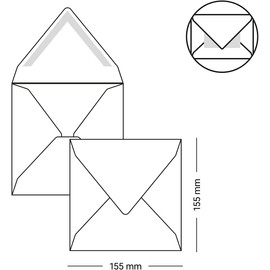 Paper24 Square Envelopes 15.5 x 15.5 cm 155 x 155 mm Pack of 25 Pink Fastening: Gummed Grammage: 120 g/m²