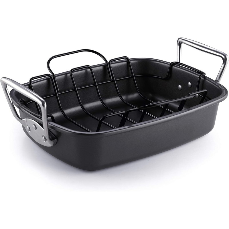 Cook N Home Nonstick Roasting Pan Bakeware Roaster with Rack,