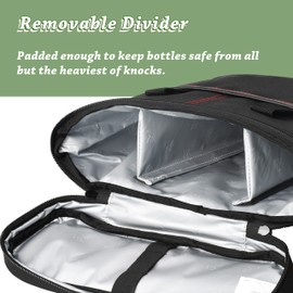 Tirrinia Insulated Wine Gift carrier - 3 Bottle Travel Padded Wine Carry Cooler Tote Bag with Handle and Adjustable Shoulder Strap, Black