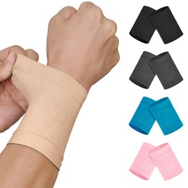 KEKING® Compression Wrist Sleeves for Women Men, 1 Pair, Premium Wrist Support Bands for Carpal Tunnel, Improve Circulation & Recovery, Tendonitis, Tennis, Sports - Wrist Brace Wrist Wraps, Beige M
