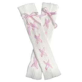 Zeayebsr 1 Pair Women's Girls Kawaii Cable Knit Leg Warmers Student Lolita Thigh High Knitted Loose Long Socks Party Casual Streetwear Leg Warmers Y2k