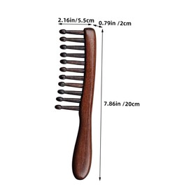 TOVINANNA Wooden Wide Tooth Hair Comb for Curls Natural Sandalwood Detangler and Scalp Massage Comb Handle for Easy Styling of Curly Wavy Straight Hair