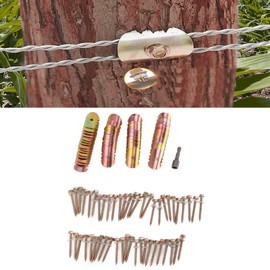 Topyond Fence Staples 50 Set, Galvanized Carbon Steel Wire Fasteners with Hex Wrench, Reusable Fencing Nails for Barbed Wire Mesh, Farm Garden Post Installation