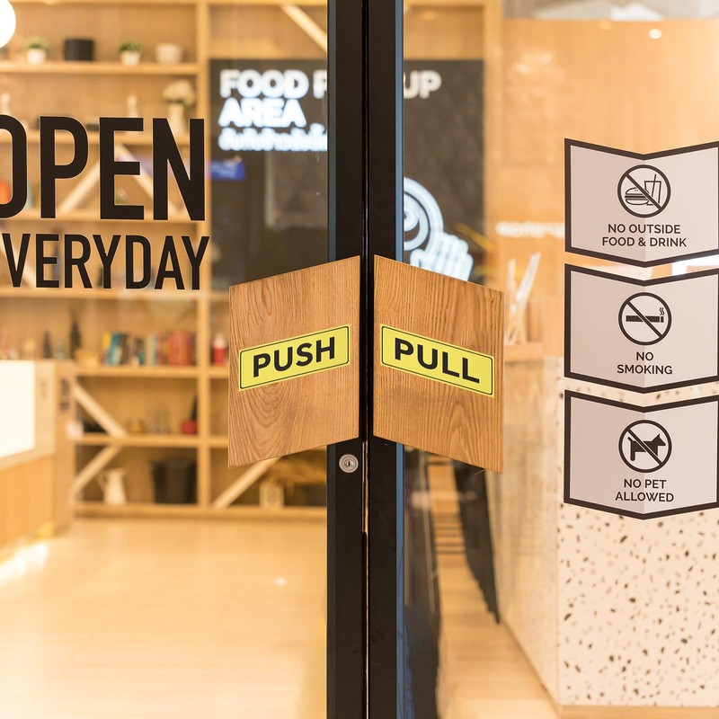 PATIKIL Push Pull Sticker Sign, 2 Pcs 6"x2.4" Self Adhesive