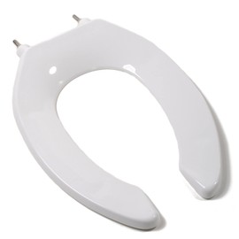 Comfort Seats C106C00 Commercial Quality Toilet Seat with an Open Front and Stainless Steel Hinge Post, Elongated, White