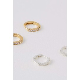 Estella Bartlett Pave Set Hoop Earrings with White CZ - Gold Plated