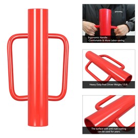 Gtongoko Fence Post Driver/Rammer 18LB Heavy Duty Hand Post Pounder with Handle for U Fence Post, Post Hole Diggers Red 17 Inch