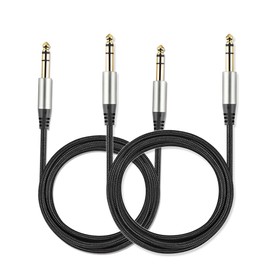 Yueyinpu Pack of 2 TRS Instrument Cable 1/4 Inch Straight 6.35mm Male Jack Nylon Braided Studio Cord (3.3 FT)