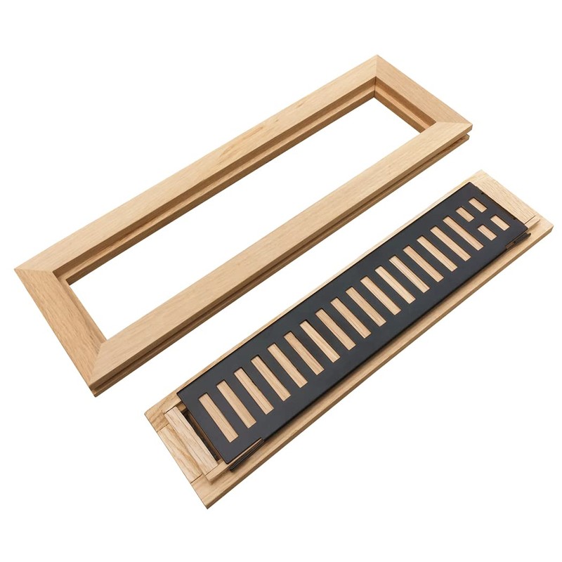 Homewell White Oak Wood Floor Register Vent Cover, Flush Mount