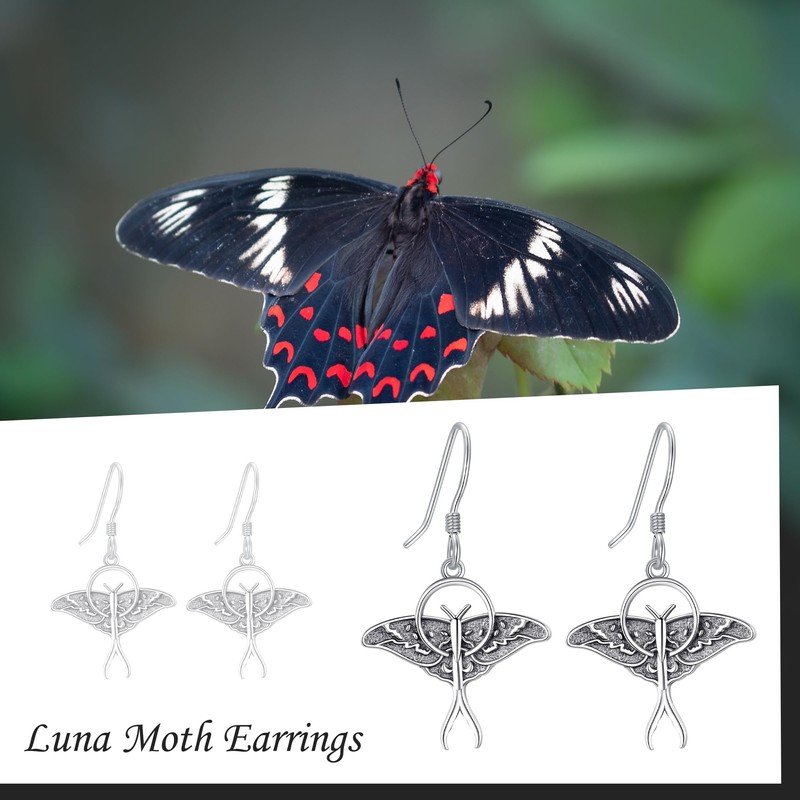 VENACOLY Moth Earrings 925 Sterling Silver Luna Moth Gothic Earrings