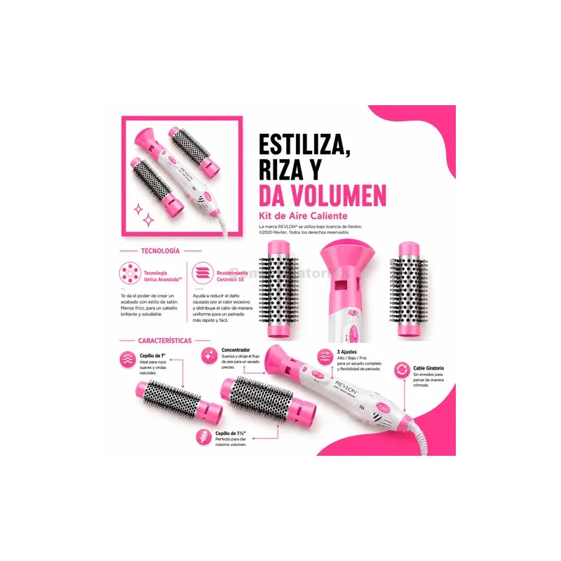 Cepillo Secadora Aire Caliente Revlon Volumen Iones Cerámica