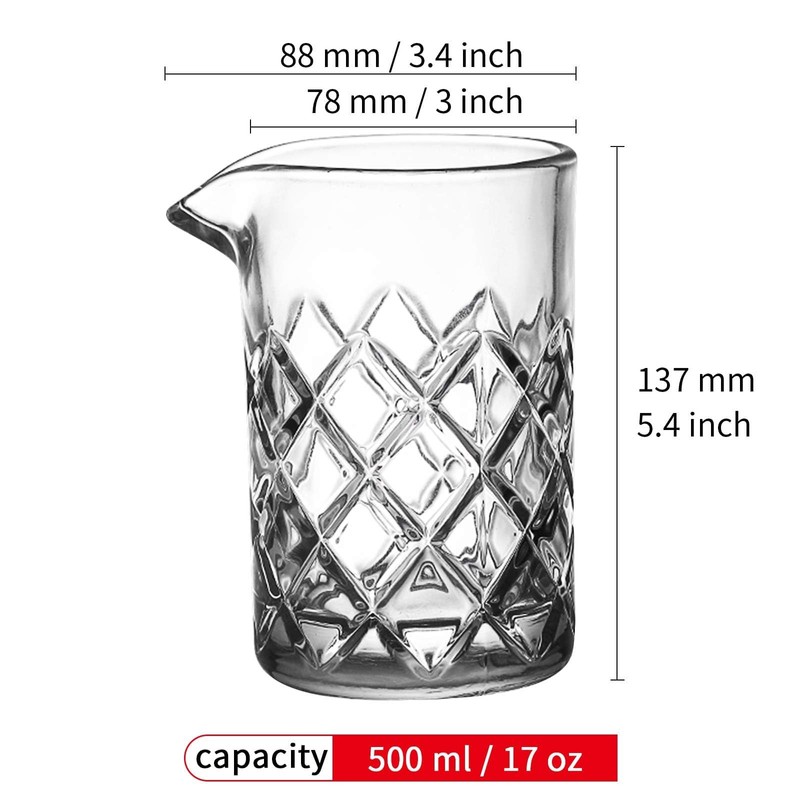 Cocktail Mixing glass – 17oz Cocktail Stirring Glass with Thick