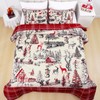 FRAMICS 3 Piece Christmas Reversible Quilt Set Queen Size, Red