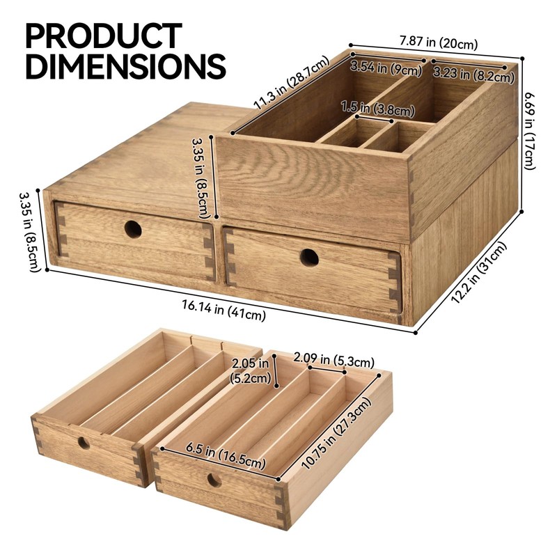 KIRIGEN Wooden Coffee Station Organizer with Drawers, K Cup Holder,