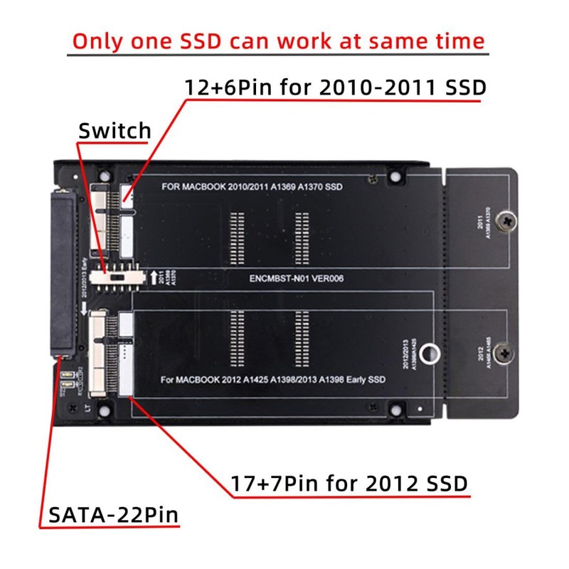 chenyang 12+6Pin ＆ 17+7Pin MAC SSD to 2.5" SATA 2