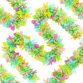 Guirnalda de oropel de Pascua de 50 pies, guirnalda colorida de oropel con confeti, serpentinas giratorias para puerta de árbol, escaleras, decoración de mantel, suministros de fiesta colgantes, decoración para interiores y exteriores