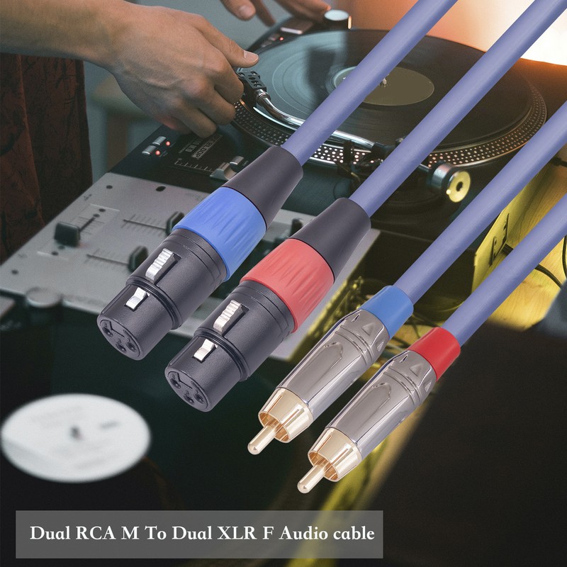 Dual XLR to RCA Cable Professional 24K Gold Plated Connector