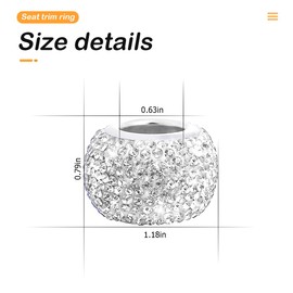 Osilly Car Bling Headrest Collars, 4 Pcs Car Head Rest Collars Rings Decoration, Rhinestone Crystal Diamond Interior Accessories for Auto Head Rest, Crystal Charms for Car SUV Truck (White)