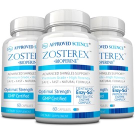 Approved Science Zosterex - Extra-Strength L-Lysine 1000mg, Vitamin B Complex, Zinc - Immune Support & Cold Sore Treatment - 180 Vegan Capsules - 3 Bottles