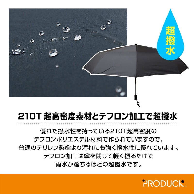 PRODUCK Produck Folding Umbrella, Large, One-Touch, Automatic Opening/Closing with 10