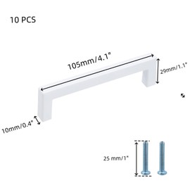 T Tulead Cabinet Pulls Aluminum Alloy Drawer Pulls Flat Handles for Doors, Cupboard, Drawers, 10 Pcs, Subwhite, with Screws