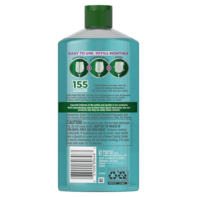 Cascade Power Dry Dishwasher Rinse Aid, 16 fl oz
