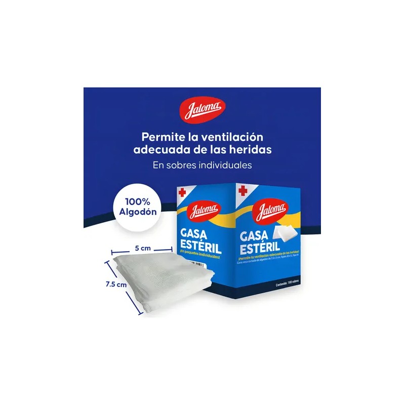 Jaloma Gasa Simple Estéril 7.5x5cm Caja Con 100 Sobres