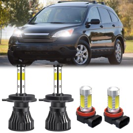 SHENKENUO 6000K LED High/Low Beam Headlight + Fog Light Bulbs for Honda CRV 2007-2014 CR-V