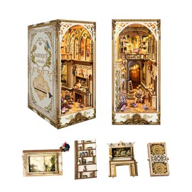 Gorgeous Manor DIY Book Nook Kit | Touch Light,DIY Miniature Bookshelf Insert Kit, 3D Wooden Puzzle for Bookshelf Decor, Gifts for Book Lovers & Crafters