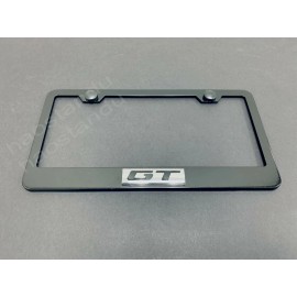 BLVD 1x "GT" 3D Emblem BLACK Stainless License Plate Frame RUST FREE + Screw Caps