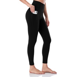 HeyNuts Workout Pro 7/8 Leggings with Pockets for Women, High Waisted Compression Tummy Control Workout Yoga Buttery Soft Pants Black_25'' M(8/10)
