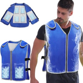 Cooling Vest with 20Pcs Ice Packs - Body Cool Vest for Men Women Adjustable Cold Jacket for Hot Weather
