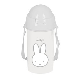 Safta MIFFY NIEBLA Self-Opening Water Bottle with Straw, Water Bottle, BPA-Free, with Shoulder Bag, Comfortable and Lightweight, 500 ml, 7.3 x 19.5 cm, Stone Grey, stone grey, Casual
