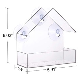 Window Bird Feeder Clear Window Hanging Bird Feeder with Suction Cup Includes 21 Drain Holes