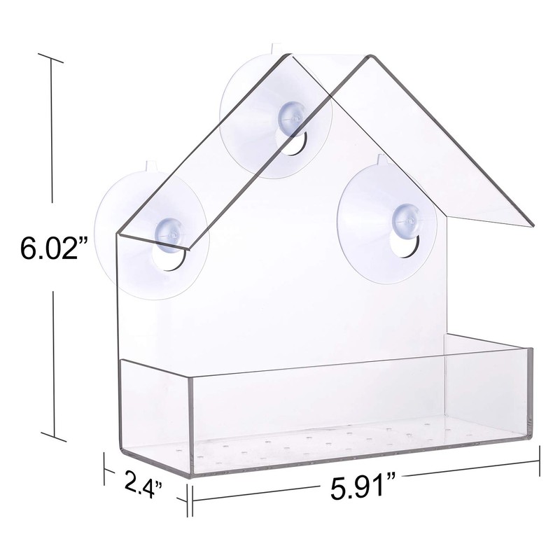 Window Bird Feeder Clear Window Hanging Bird Feeder with Suction
