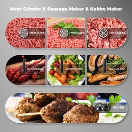 Flyseago Meat Grinder Electric 3200w Digital Touch Control Commercial Heavy Duty Meat Grinder and Sausage Stuffers, Kubbe Kit for Household Use & Commercial