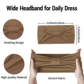 6 x Headbands for Women, Wide Boho Headscarves, Non-Slip Bandanas, Hair Bands, Elastic Hair Accessories, Knotted Turbans Head Wrap Adults (14 Purple)