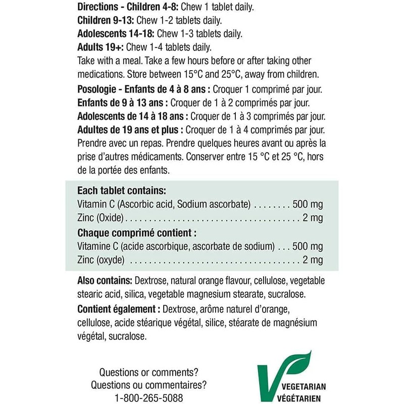 Jamieson Vitamin C and Zinc 500mg 400 Tablets