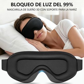 Antifaz para Dormir 3D, HAISHOP Bloqueo Oscuridad 360°, Mascara para Dormir con Cero Presión Ocular, Tela Transpirable, Correas Ajustables para Mujer y Hombre, Siestas y Viajes