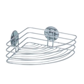 WENKO 18913100 Turbo-Loc corner shelf - fixing without drilling, Steel, 26.5 x 10.5 x 20 cm, Chrome